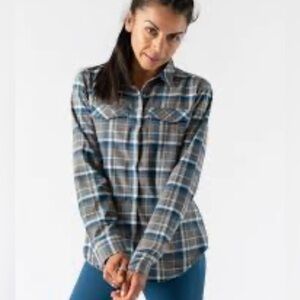 Rabbit Running Shirt High Country Merino Wool Blend Plaid Flannel Snap Green XS